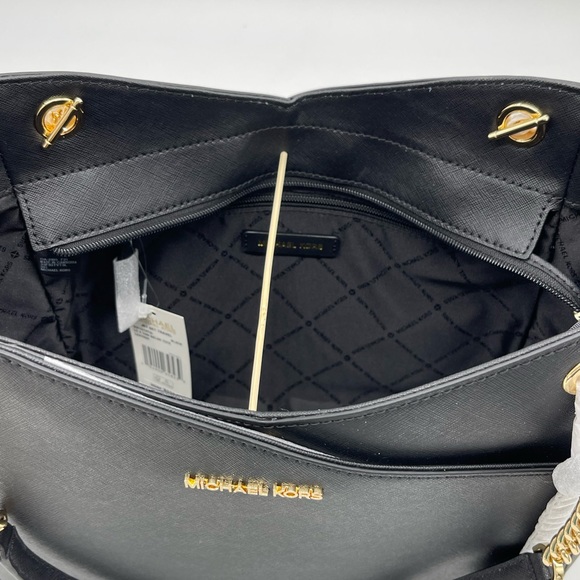 Michael Kors Large X Chain Shoulder Tote Bag Black - Picture 10 of 11